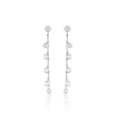 Steel earrings with white crystals 1