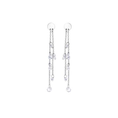 Steel earrings with white crystals 3