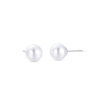 Boucles d'oreilles en acier avec perle de 6 mm