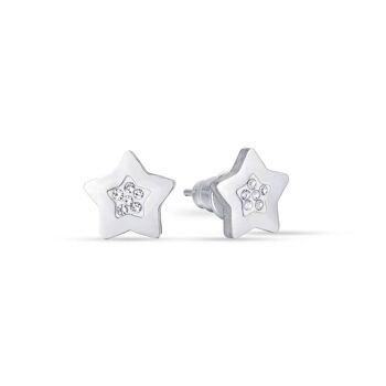 Boucles d'oreilles en acier avec étoiles avec cristaux blancs