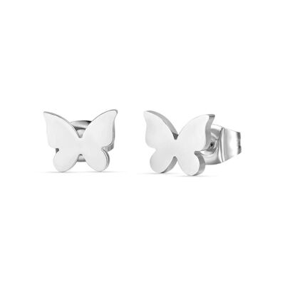 Pendientes acero mariposas