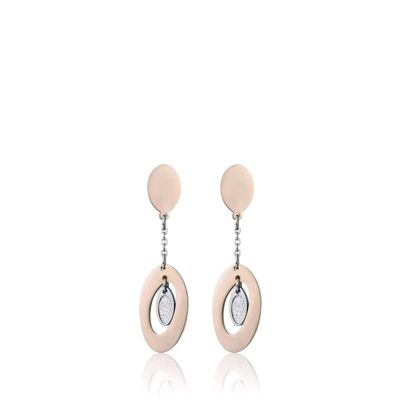 Boucles d'oreilles en acier avec éléments en acier ip rose