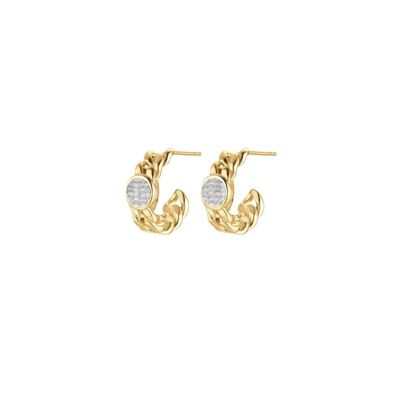 Goldene Ohrringe aus IP-Stahl mit weißen Kristallen, 448