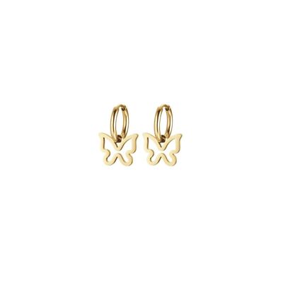 Gold ip steel earrings with butterfly