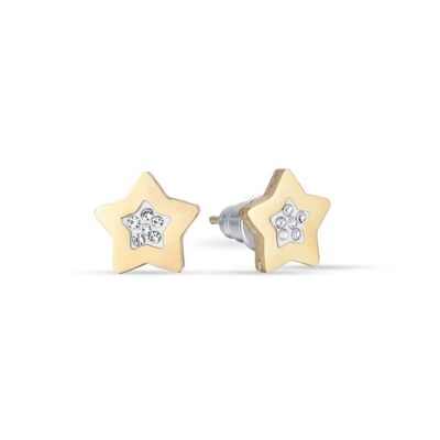 IP gold steel earrings with stars with crystals