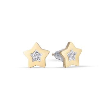 Boucles d'oreilles en acier doré IP avec étoiles avec cristaux