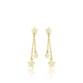 Boucles d'oreilles en acier IP doré avec étoiles et cristaux blancs