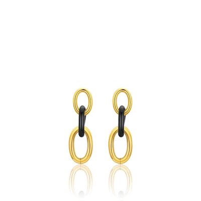 Earrings in gold ip steel and black ip steel