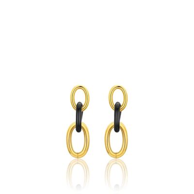 Boucles d'oreilles en acier ip doré et acier ip noir