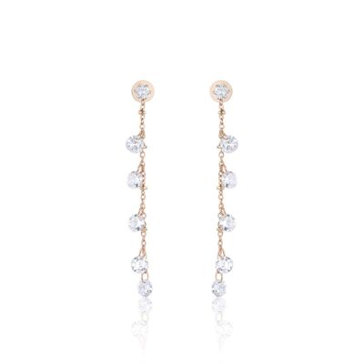 Rose ip steel earrings with white crystals