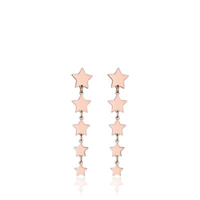 Boucles d'oreilles en acier ip rose avec étoiles ip rose