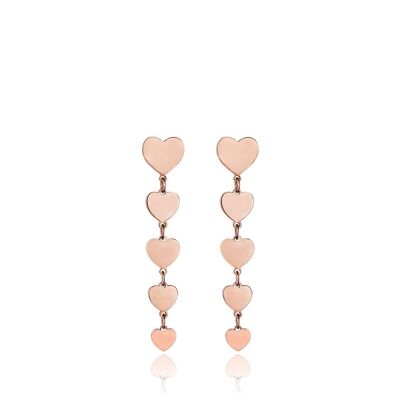 IP rose steel earrings with ip rose hearts