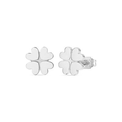 Four-leaf clover steel earrings