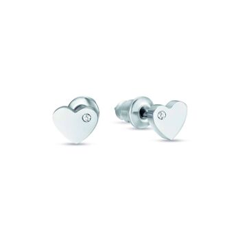 Boucles d'oreilles junior acier avec coeur