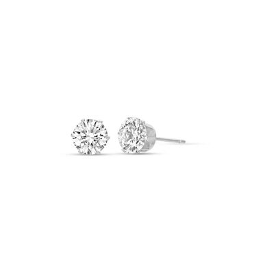 Steel light point earrings with 4mm white crystal