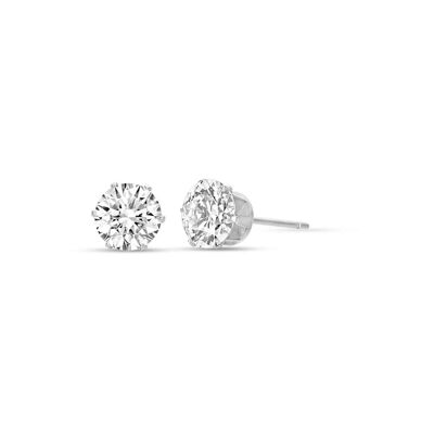 Steel light point earrings with 5mm white crystal