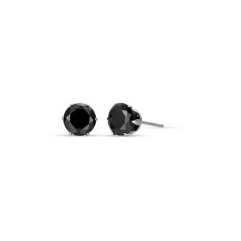 Boucles d'oreilles point lumineux en acier avec cristal noir 4mm