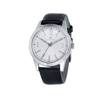 Boitier de montre bracelet acier en cuir noir