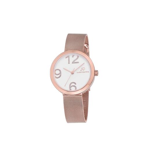 Orologio con cassa in acciaio ip rose quandrante silver ,216