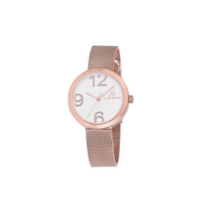 Watch with ip rose steel case, silver dial, 216