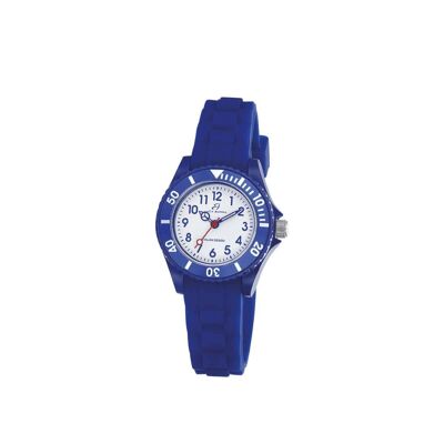 Reloj para niño en silicona azul con esfera blanca.