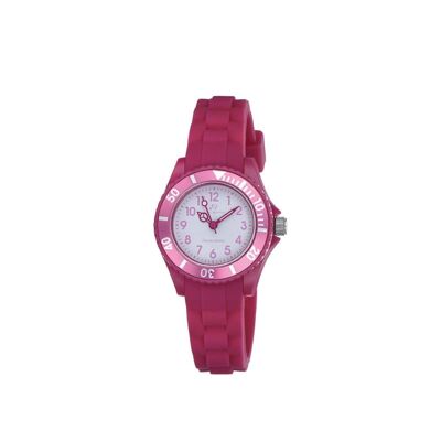 Child's watch in fuchsia silicone with white dial