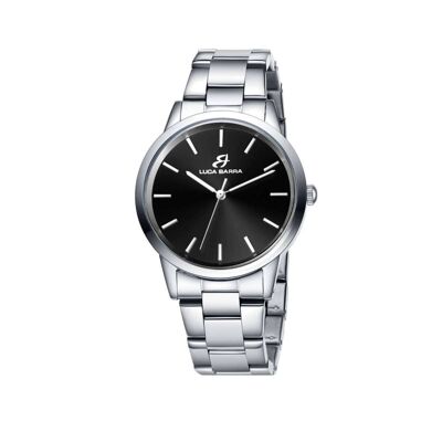 Steel watch with steel case and black dial&