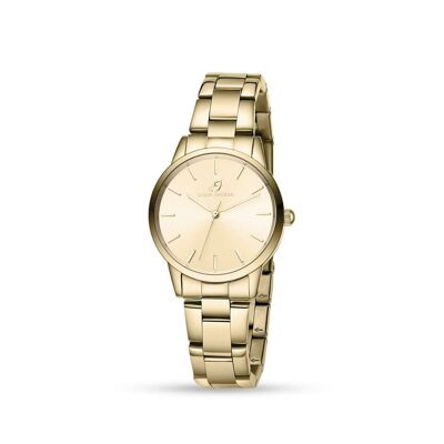 Gold steel watch with IP gold steel case