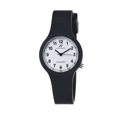 Black silicone watch with white dial