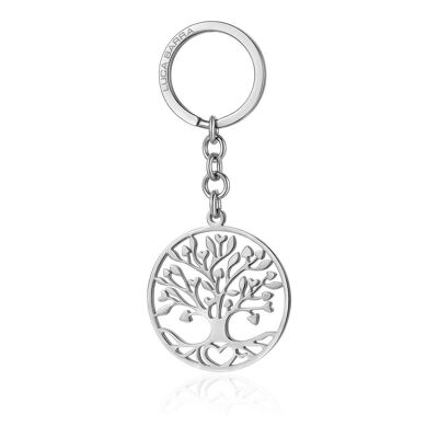 Steel keychain with tree of life