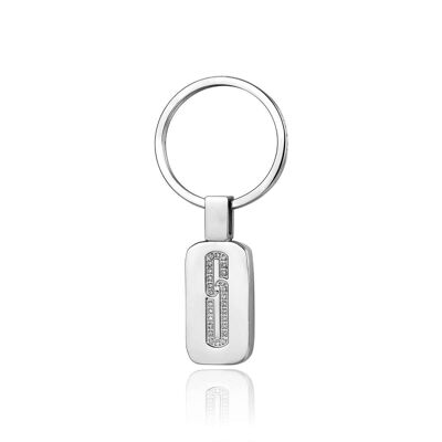 Steel keychain with white crystals, 457