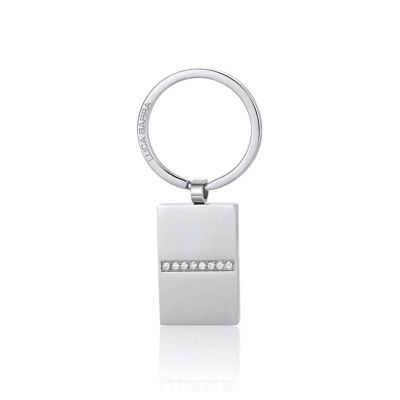 Steel keychain with white crystals, 458