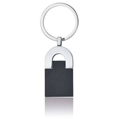 Steel keychain with black IP element