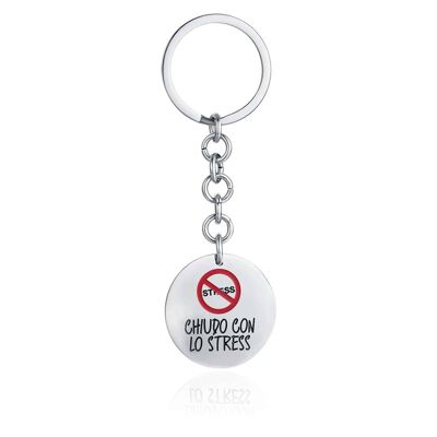 Steel keychain with the phrase I'm done with stress