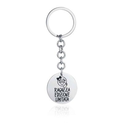 Steel keychain with limited edition girl phrase