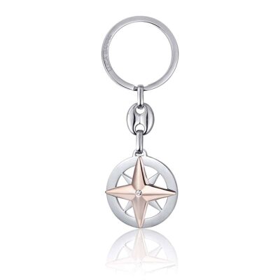 Steel keychain with ip rose wind rose