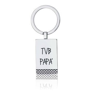 Porte-clés en acier avec l'écriture tvb papa # 039;