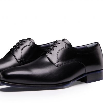 Comfortable Black Derby with Blue Sole