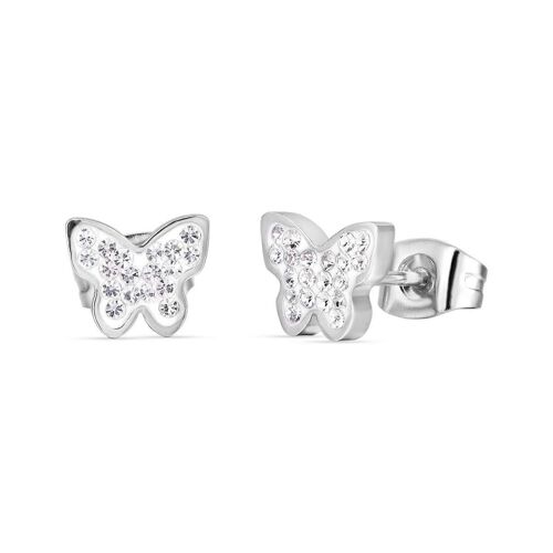 Steel earrings with butterfly and crystals