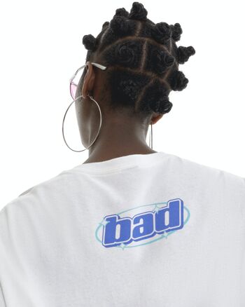 T-shirt surdimensionné dentifrice avec graphique à l'avant et à l'arrière en blanc 1