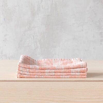 Linen Napkin Brick Natural Multistripe