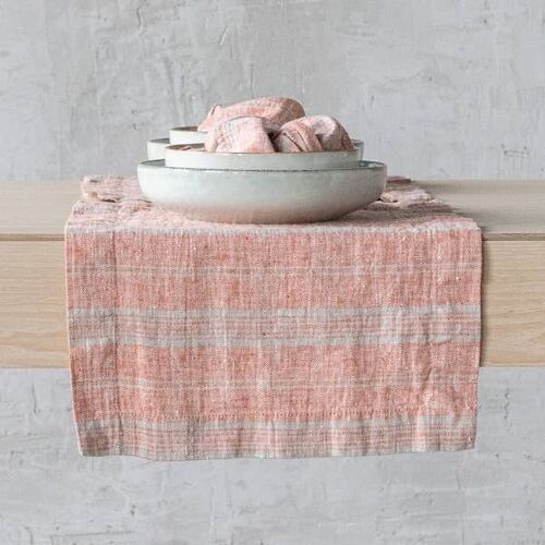 Linen Placemat Brick Natural Multistripe