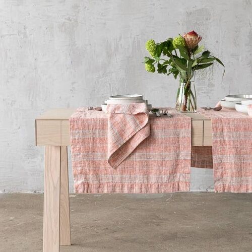 Linen Runner Brick Natural Multistripe