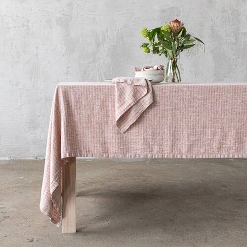 Linen Tablecloth Brick Natural Brittany