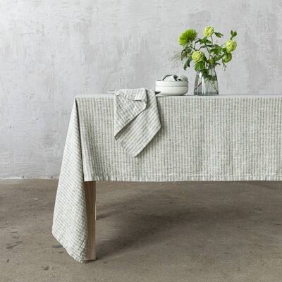 Linen Tablecloth Forest Green Natural Brittany
