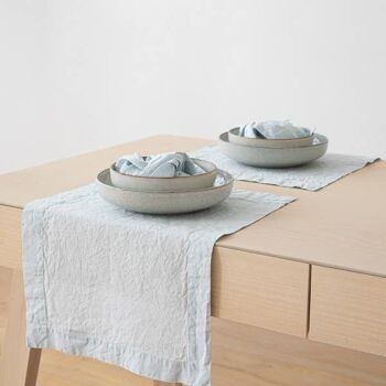 Set de table en lin Ice Blue Stone Washed 2