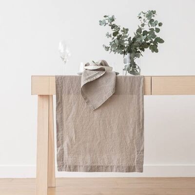 Linen Runner Taupe Stone Washed