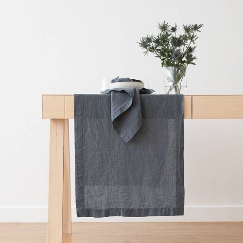 Linen Runner Blue Stone Washed