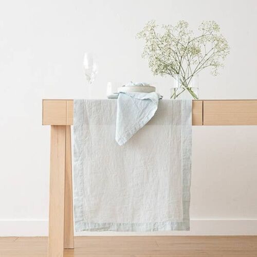 Linen Runner Ice Blue Stone Washed