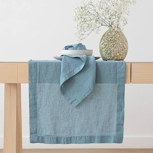 Linen Runner Stone Blue Stone Washed